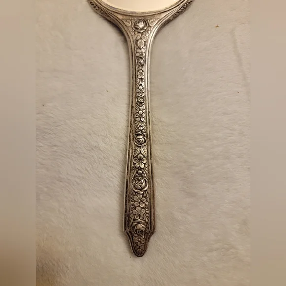 19th Century sterling silver hand mirror - Picture 5 of 9